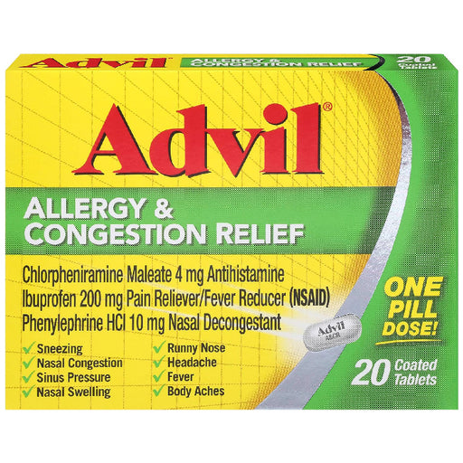 Buy Glaxo SmithKline Advil Allergy & Congestion Relief Pain Reliever/Nasal Decongestant Tablets 10 Count  online at Mountainside Medical Equipment