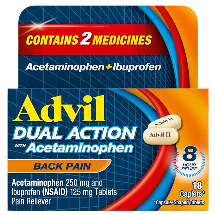 Advil Dual Action Tablets Ibuprofen with Acetaminophen, Dual Action for Back pain