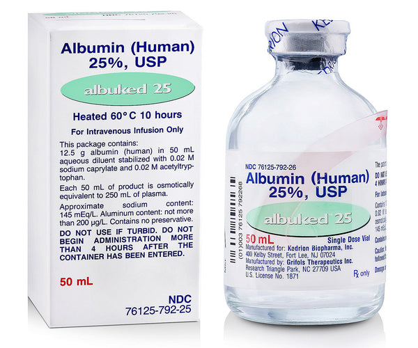 Albuked 25 Albumin Human 25% Injection Solution USP 50 mL by Kenrion BioPharma (Rx)