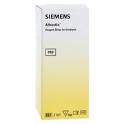 Albustix Protein Urine Reagent Strips box, 100 count, used for urinalysis testing to detect protein in urine samples.