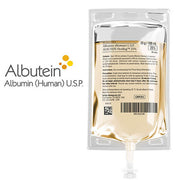 Albutein 25% (Human) Flexbag IV Bag Solution 100 mL, used for blood volume restoration and protein deficiency treatment in hospitals.