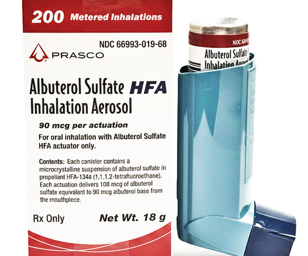 Albuterol Sulfate HFA Inhalation Aerosol Inhaler 90 mcg Prasco Labs ...