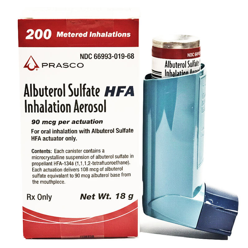 Albuterol Sulfate HFA Inhalation Aerosol Inhaler 90 mcg Prasco Labs ...
