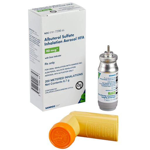 Buy Sandoz Albuterol Sulfate Inhaler HFA 90 mcg 200 Metered Inhalations (RX)  online at Mountainside Medical Equipment
