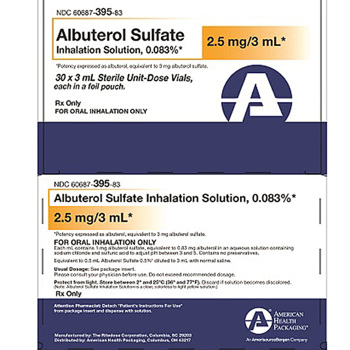 Buy American Health Packaging Albuterol Sulfate Inhalation Solution 0.083%, 3mL, 25/Box (Rx)  online at Mountainside Medical Equipment