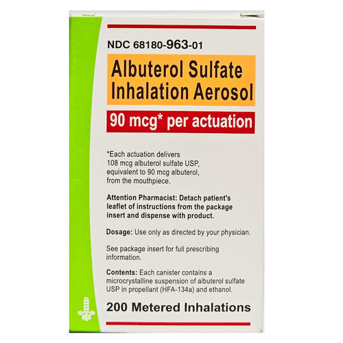 Albuterol Sulfate Inhaler Aerosol 90mcg by Lupin NDC 68180-0963-01