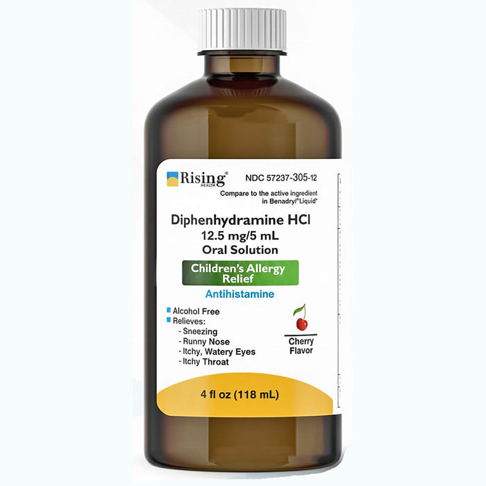 Allergy Relief Liquid Medicine with Diphenhydramine HCL 12.5mg Kids Allergy Syrup 118 mL