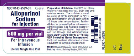 Allopurinol Sodium 500 mg for Injection Pakage Label 00143-9533-01