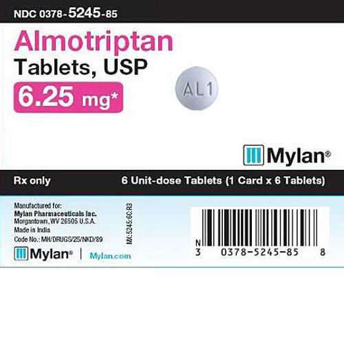 Almotriptan Malate Tablets 6.25 mg Unit Dose (1 card x 6 Tablets) 6 Count by Mylan (RX) Default Title