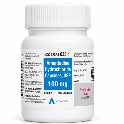 Amantadine Hydrochloride 100mg Tablets 100 Count (Rx)