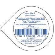 Package Label for Amantadine Hydrochloride Oral Solution Cups 10 mL for institutional use