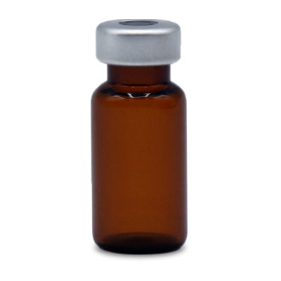 Amber Empty Glass Vials 10 mL with silver cap
