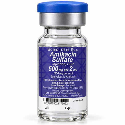 Amikacin Sulfate injection 250 mg/mL Single Dose Vials 2 mL. NDC 25021-0173-02
