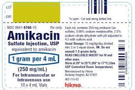Package label for Amikacin Sulfate Injection 250 mg/