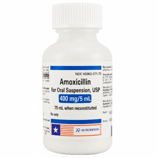 Amoxicillin Oral Suspension Liquid 400 mg per 5 mL Adult Antibiotic