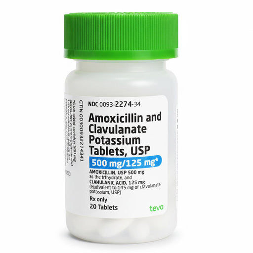 Amoxicillin and Clavulanate Potassium 500 mg/125 mg Tablets by Teva Pharmaceuticals