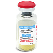 Vial of Amphotericin B for Injection 50 mg, vital antifungal medication for serious fungal infections and immune health support.