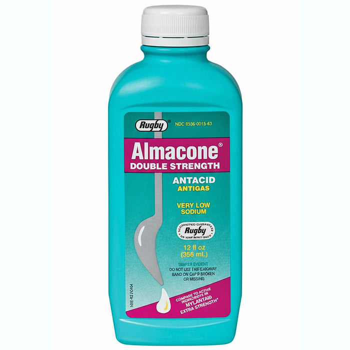 Antacid Liquid Almacone Double Strength Antacid & Antigas Relief, Very Low Sodium Formula 12 oz