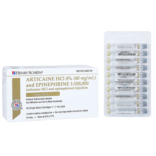 Articaine HCl 4% Epinephrine 1:100,000 1.7 mL Cartridges.
