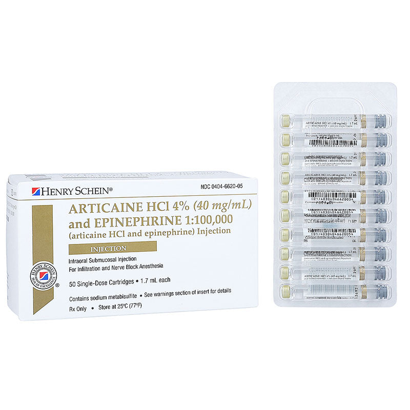 Articaine HCl 4% Epinephrine 1:100,000 1.7 mL Cartridges.