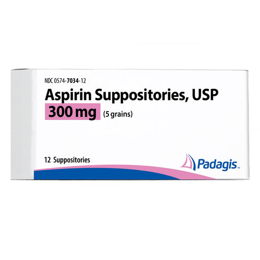 Aspirin Suppositories USP 300 mg 5 Grains by Padagis US