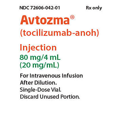 Avtozma (Tocilizumab-anoh) Injection 80 mg/4 mL (20 mg/mL) Single-dose Vial
