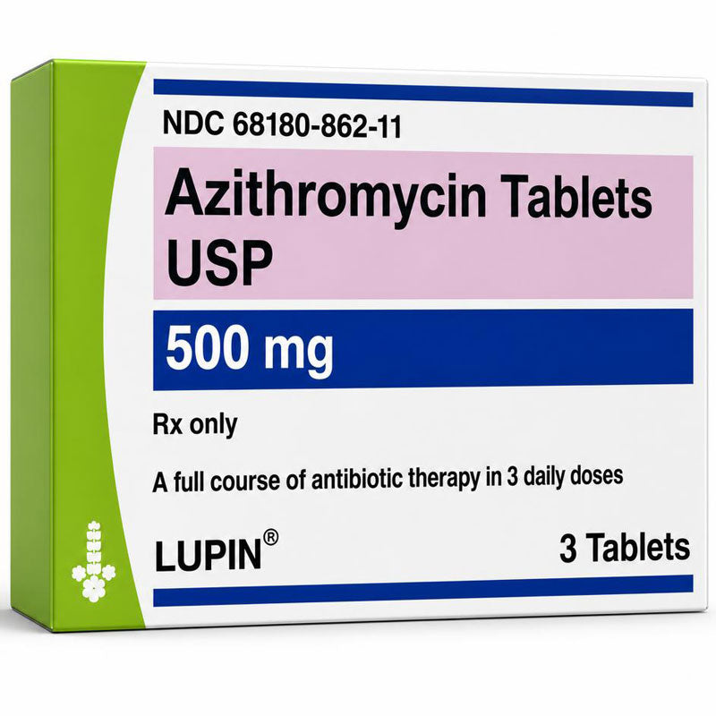Azithromycin 500 mg Tablets, 3 Pack by Lupin Pharma
