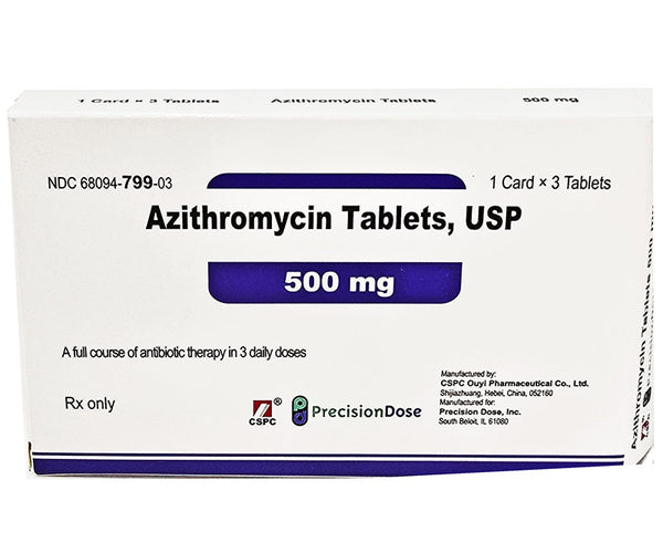 Azithromycin 500mg Tablets 1 Card x 3-Pack Antibiotic — Mountainside ...