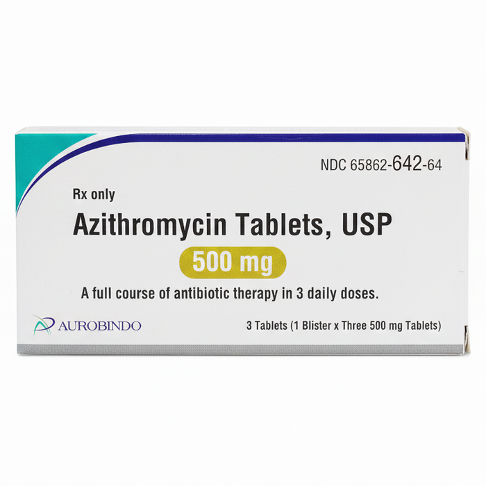 Azithromycin Tablets 500 mg Antibiotic 3-Pack Aurobindo 65862-0642-64