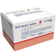 White box of BD Veritor System for Rapid Strep A Testing Kit with blue and red text, showing contents for medical diagnostic testing
