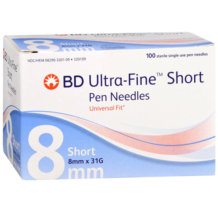 BD Ultra-Fine Short Pen Needles 8mm x 31G, 100/box — Mountainside