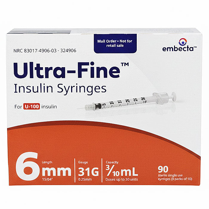 BD 324906 Insulin Syringes Ultra-Fine 31 gauge x 3/10 ml