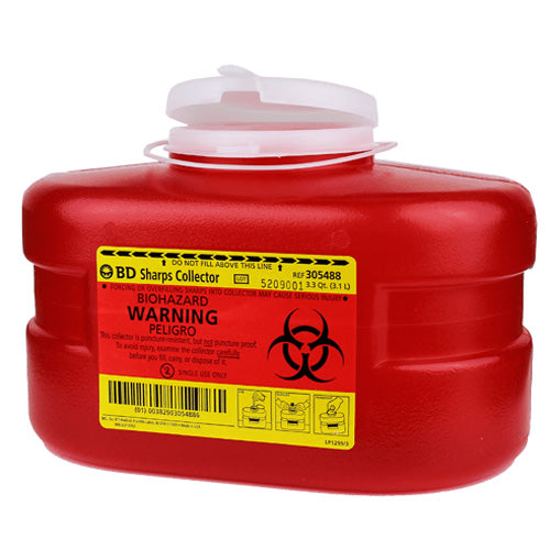 BD 3.3 Quart Sharps Collector, Red color with Funnel Top — Mountainside ...