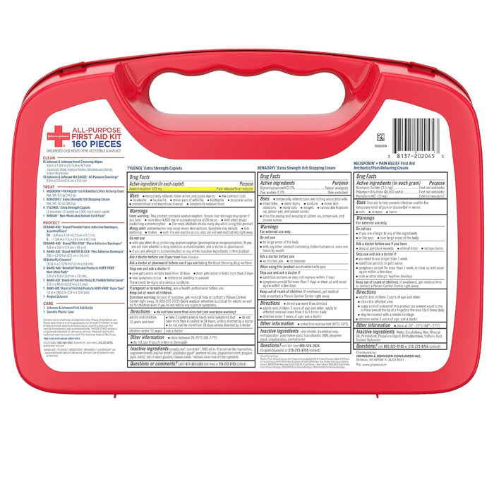 JOHNSON&JOHNSON FIRST AID缶ジョンソンエンドジョンソン Johnson & Johnson First Aid Kit 160 Pieces — Mountainside Medical