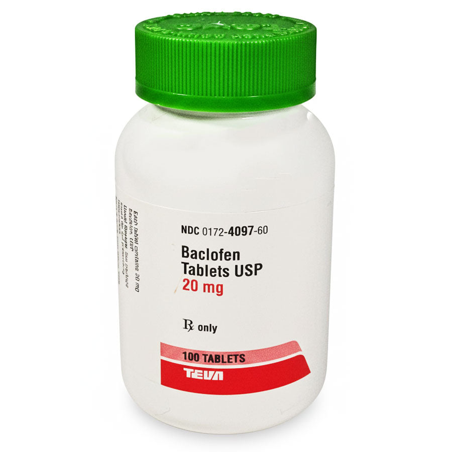 Baclofen Tablets 20 mg Teva Pharmaceuticals. NDC: 00172-4097-60