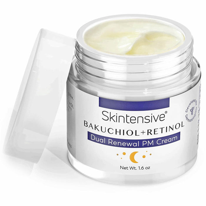 Bakuchiol + Retinol Facial Moisturizer Dual Renewal PM Cream by Skintensive #SK-0009