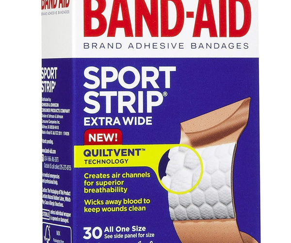 Band-Aid Sport Strip Extra Wide Adhesive Bandages All One Size 30 Per ...