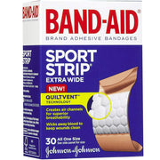  Band-Aid Sport Strip Extra Wide Adhesive Bandages All One Size 30 Per Box 