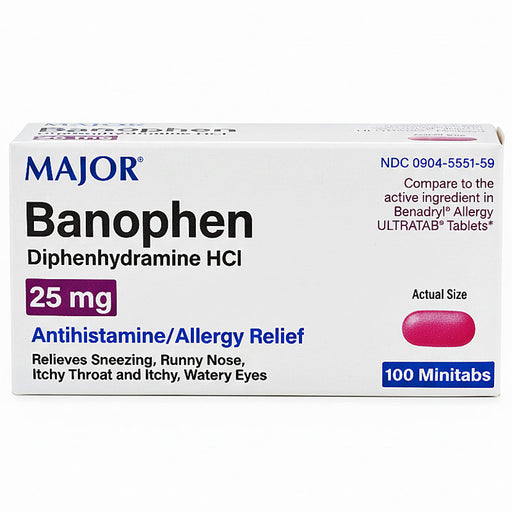 Banophen Allery Relief Medicine 25 mg by Major Pharmaceuticals