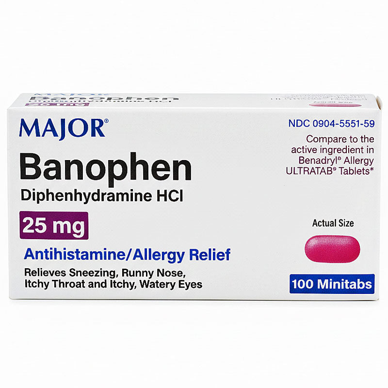 Banophen Allery Relief Medicine 25 mg by Major Pharmaceuticals