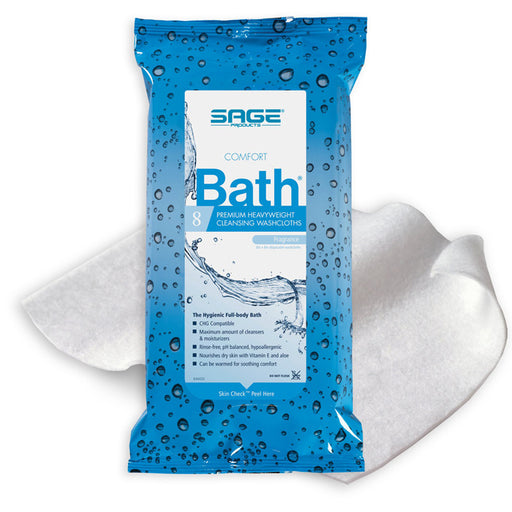 Bathing Wipes Rinse-Free Pre-Moistened Premium Heavyweight Washclothes 8-Pack
