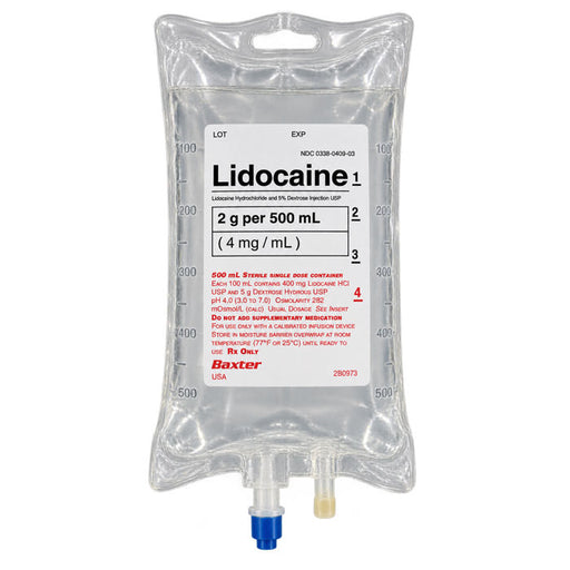 Baxter IV Systems 2B0973 Lidocaine HCL in Dextrose 5% IV Bags