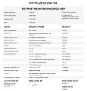 Betahistine Hydrochloride USP For Compounding (API) (Rx) 5 g 10 g 25 g 100 g