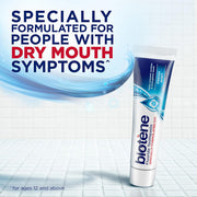 Biotene Toothpaste for Dry Mouth, fluoride-rich formula that enhances oral health, soothes dryness, and strengthens enamel effectively.