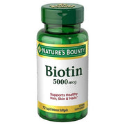 Biotin 5000 mcg Rapid Release Softgels by Nature's Bounty, 72 Count for hair, skin, and nail health.