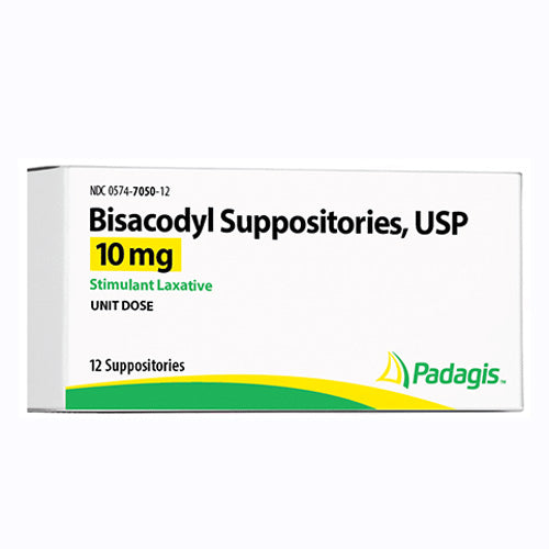 Bisacodyl Suppositories 10 mg Stimulant Laxative by Padagis