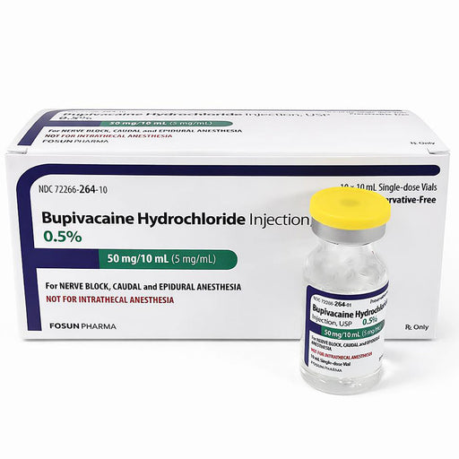 Bupivacaine Injection 0.5% Single Dose 50mg/10ml Preservative-Free 10 ml 