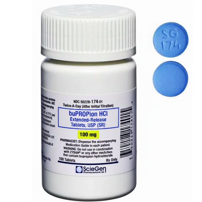 Bupropion SR Hydrochloride 100 mg Extended-Release Tablets 100 Count (RX)