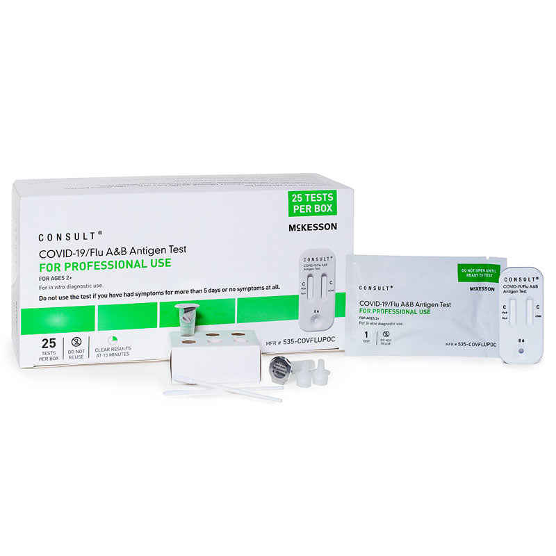 COVID-19 & Flu A&B Antigen Test Kit, CLIA Waived.