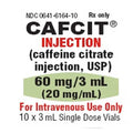 Cafcit Caffeine Citrate for Injection 60 mg/ 3mL (20 mg/mL) Single-Dose Vial 3 mL x 10/Box (RX)